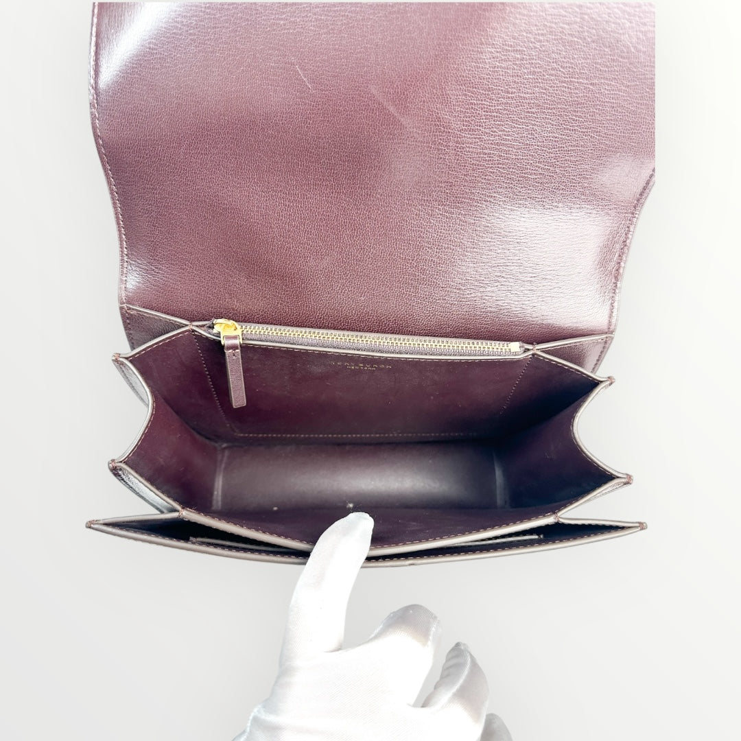 Tory Burch Dark Brown Eleanor Shoulder Bag