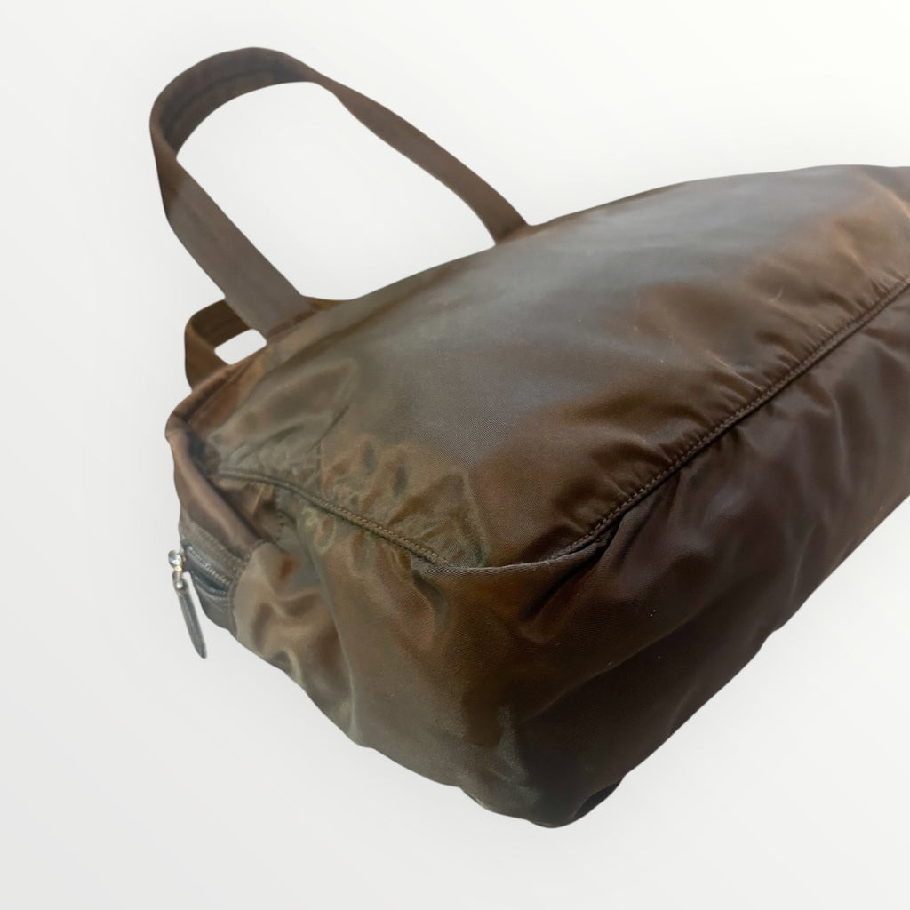 Prada Dark Brown Nylon Handbag