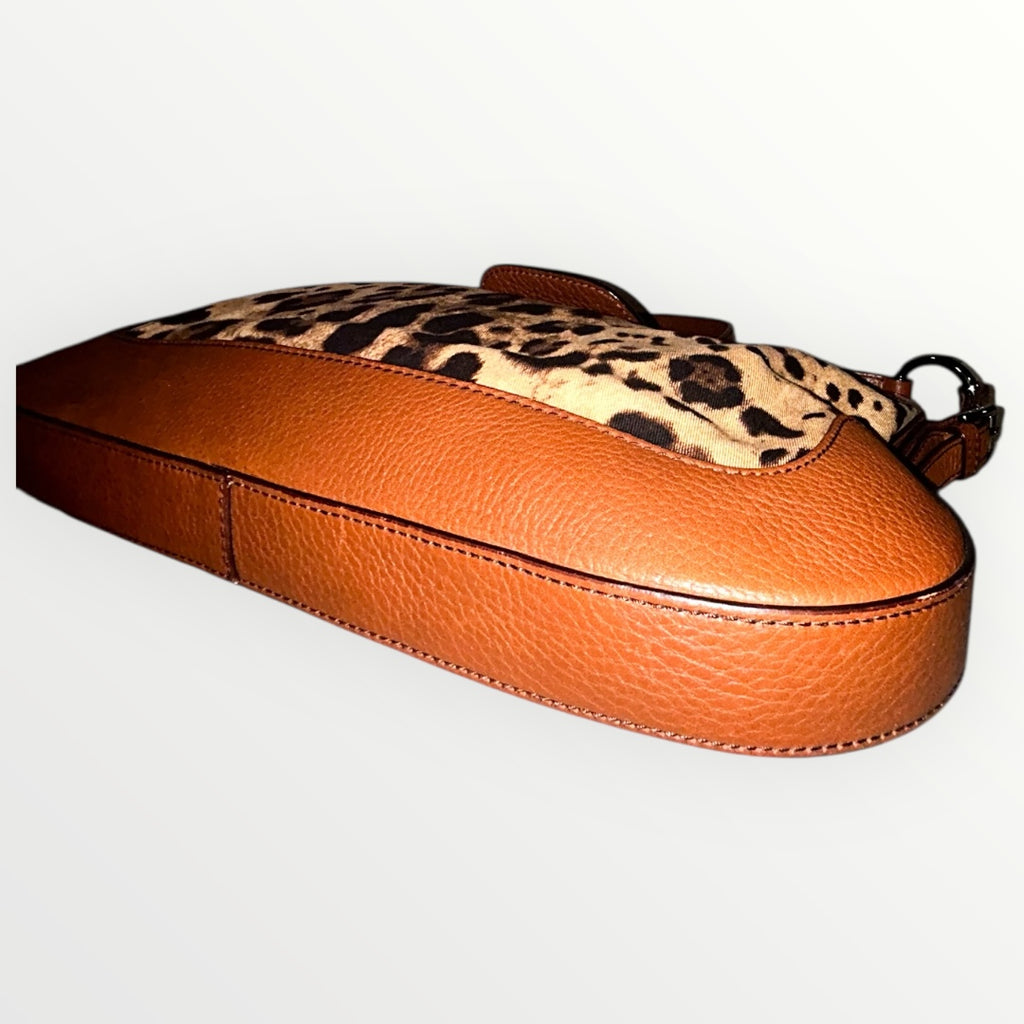 Dolce & Gabbana Brown Leopard Canvas Shoulder Handbag