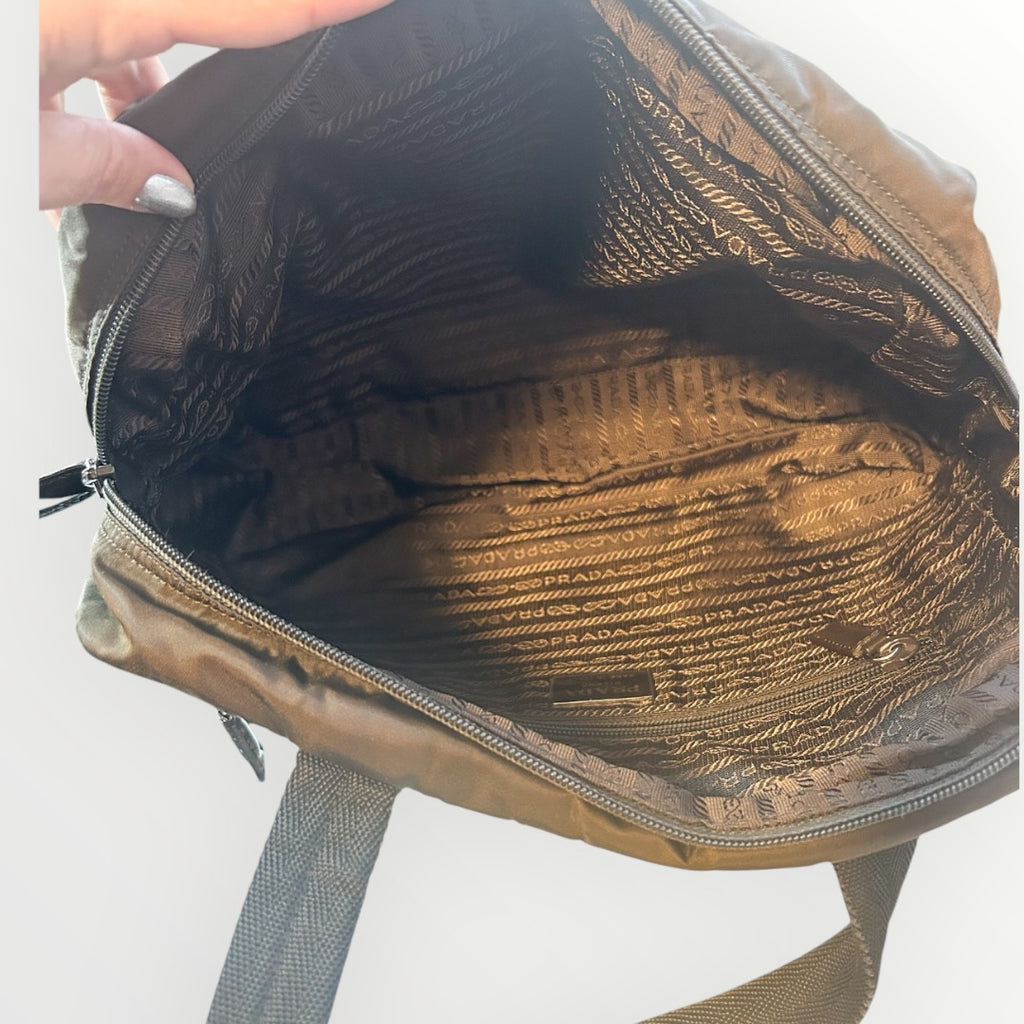 Prada Dark Brown Nylon Handbag