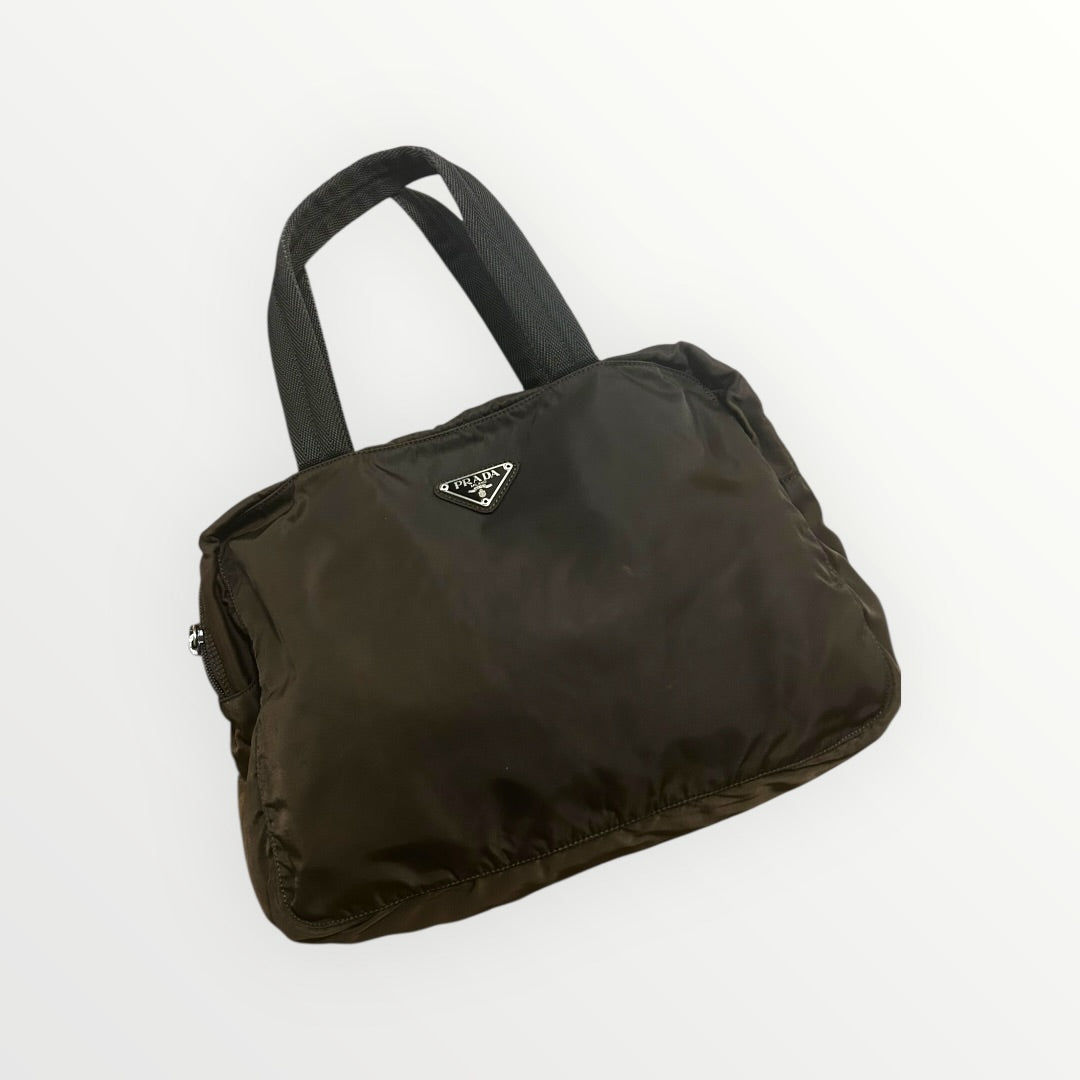 Prada Dark Brown Nylon Handbag