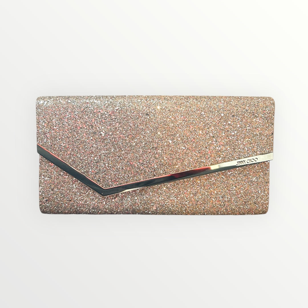 Jimmy Choo Rose Glitter Clutch Bag