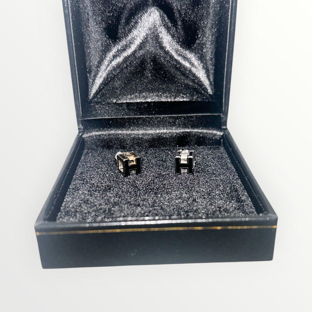 Hermes Silver Cage D'H Earrings