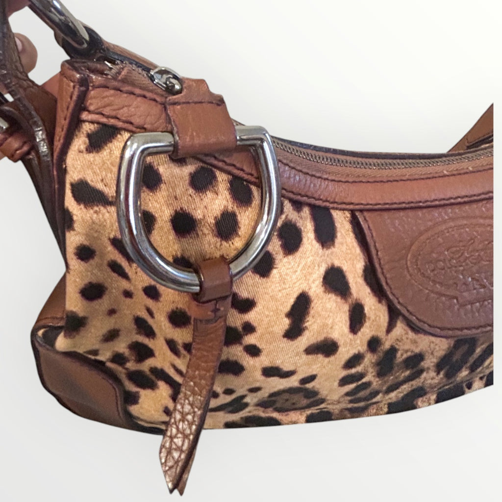 Dolce & Gabbana Brown Leopard Canvas Shoulder Handbag