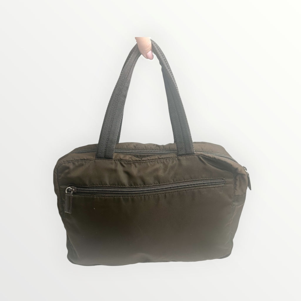 Prada Dark Brown Nylon Handbag