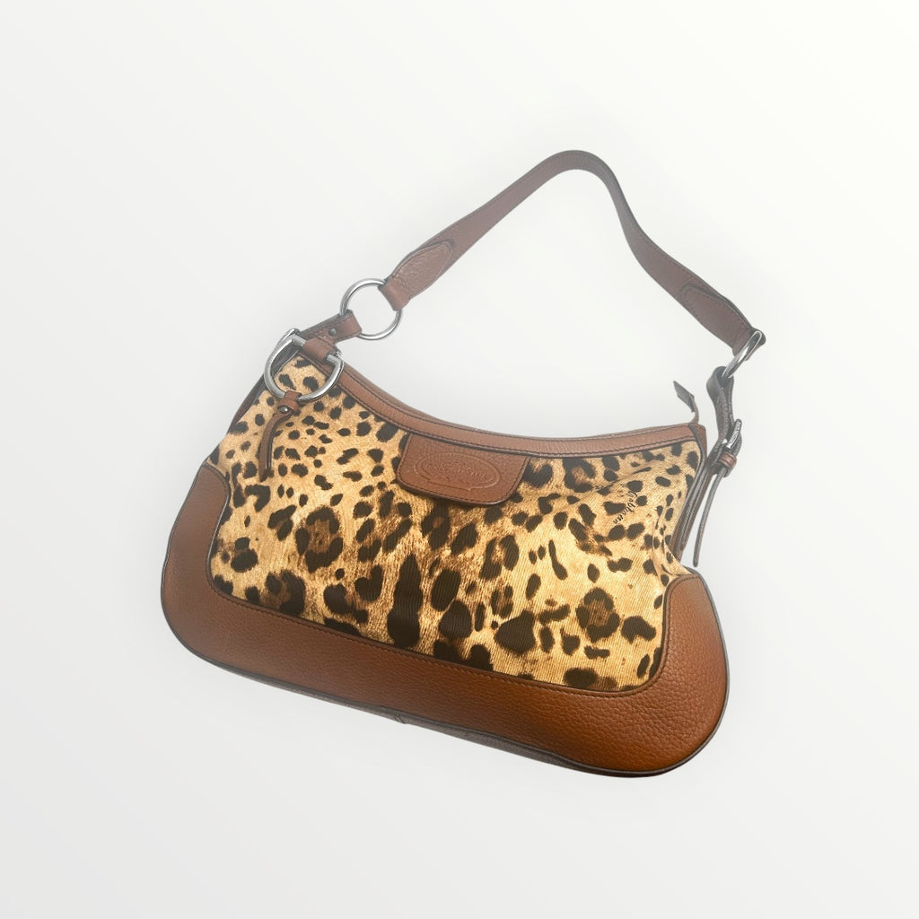 Dolce & Gabbana Brown Leopard Canvas Shoulder Handbag