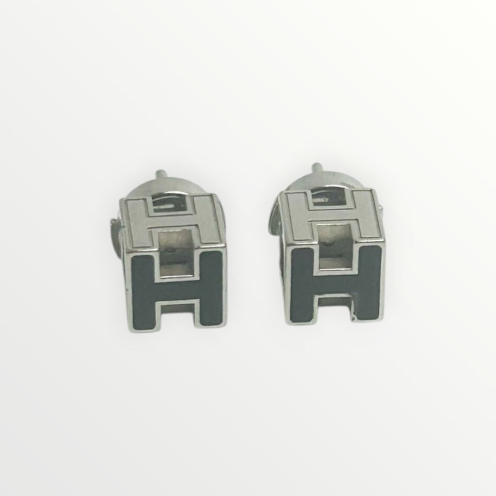 Hermes Silver Cage D'H Earrings