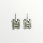 Hermes Silver Cage D'H Earrings