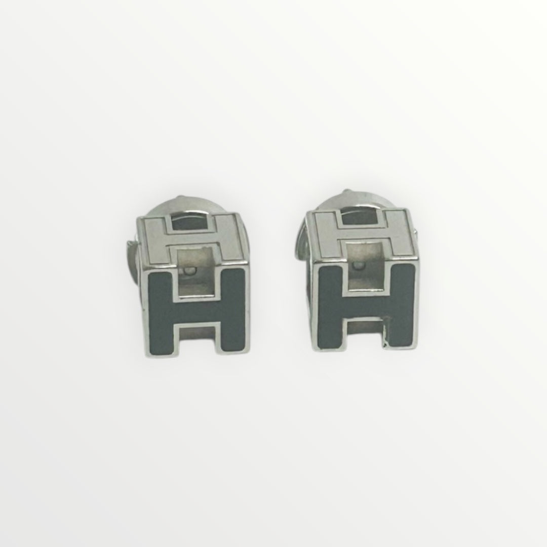 Hermes Silver Cage D'H Earrings