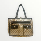 Gucci Brown GG Crystal Coated Canvas Abbey Pocket Tote Bag