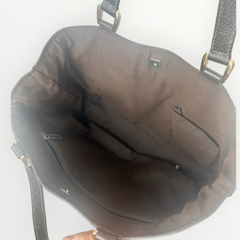 Gucci Brown GG Crystal Coated Canvas Abbey Pocket Tote Bag