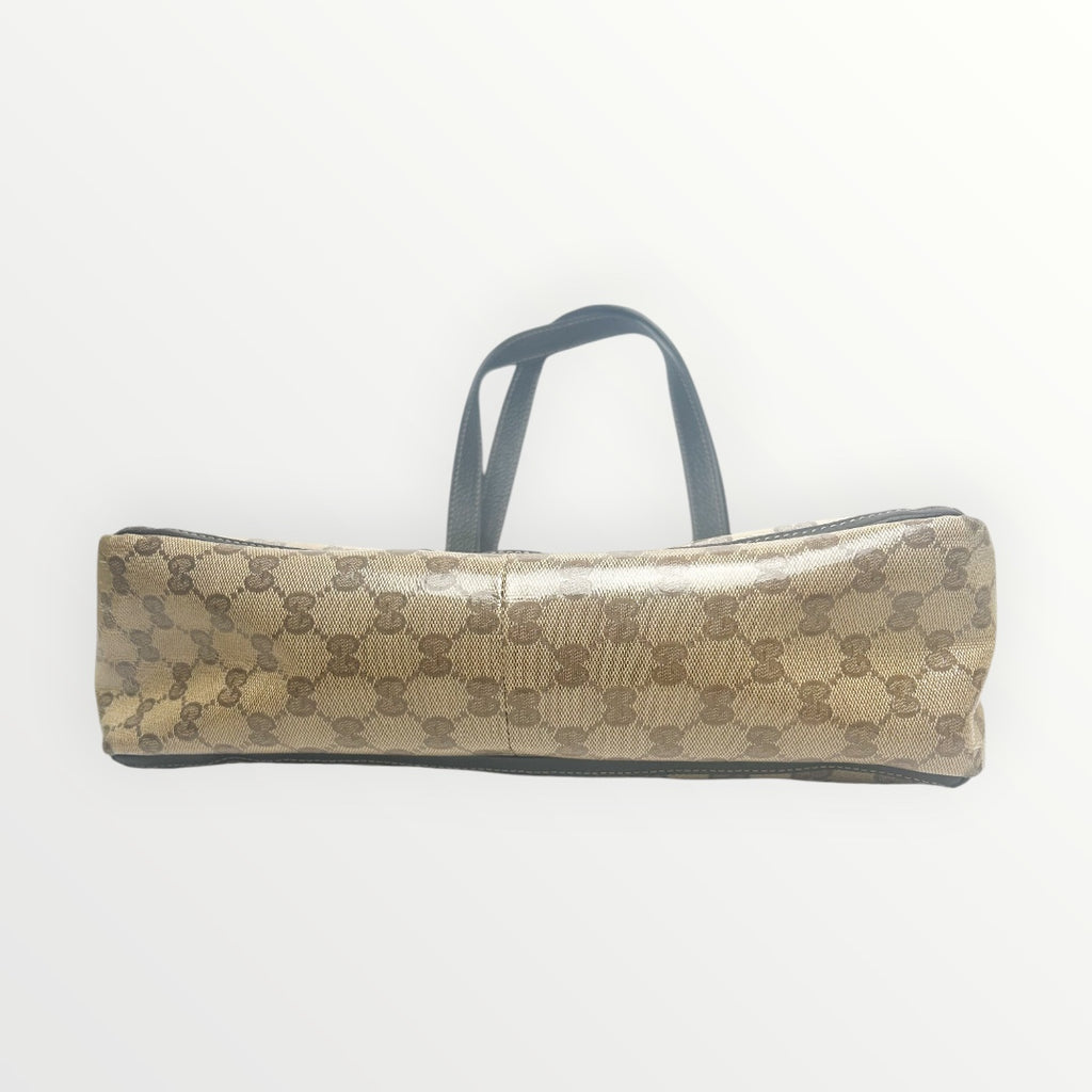 Gucci Brown GG Crystal Coated Canvas Abbey Pocket Tote Bag