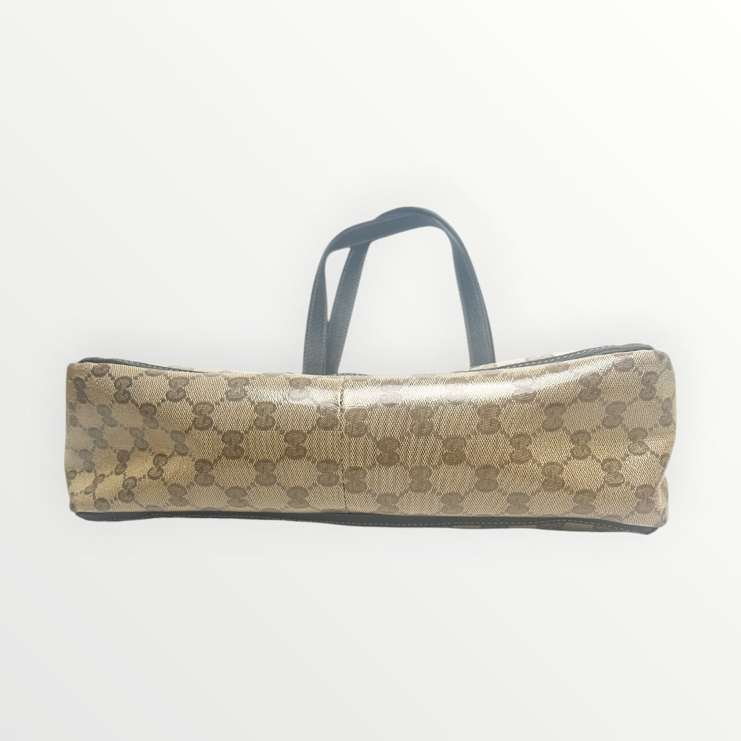 Gucci Brown GG Crystal Coated Canvas Abbey Pocket Tote Bag