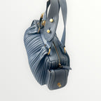 Bvlgari Blue Pleated Leather Handle Bag