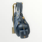 Bvlgari Blue Pleated Leather Handle Bag