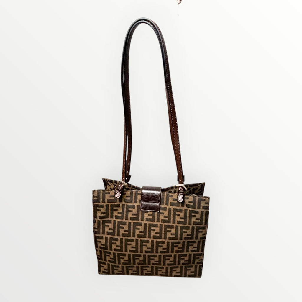 Fendi Brown Zucca Canvas Shoulder Bag