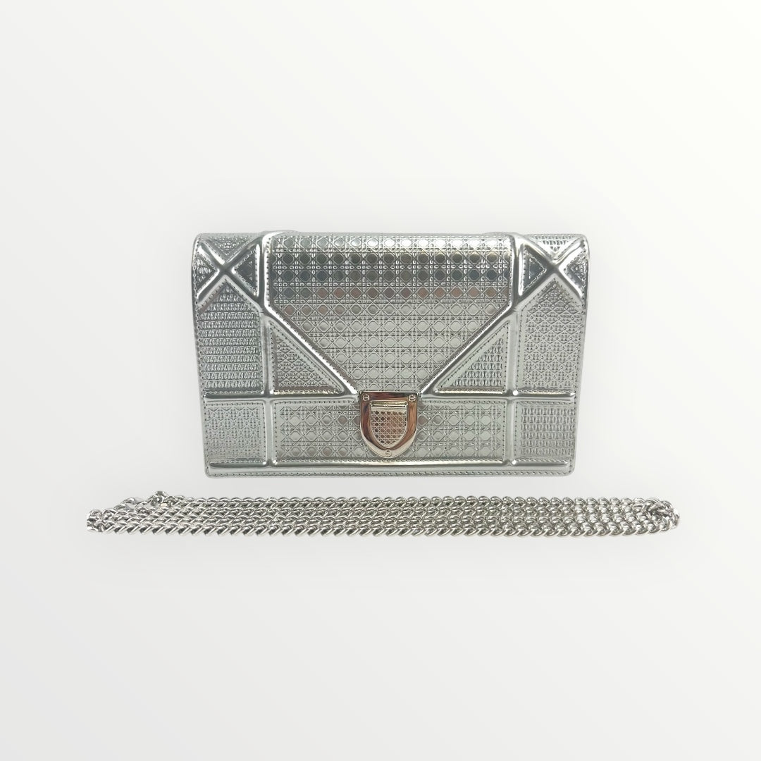 Christian Dior Metallic Silver Diorama Shoulder Bag