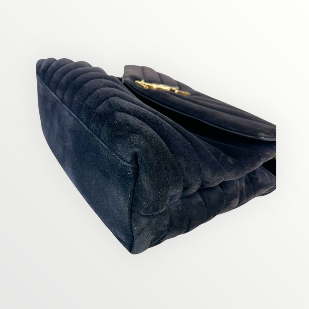 Saint Laurent Deep Purple Suede LouLou Medium Shoulder Bag