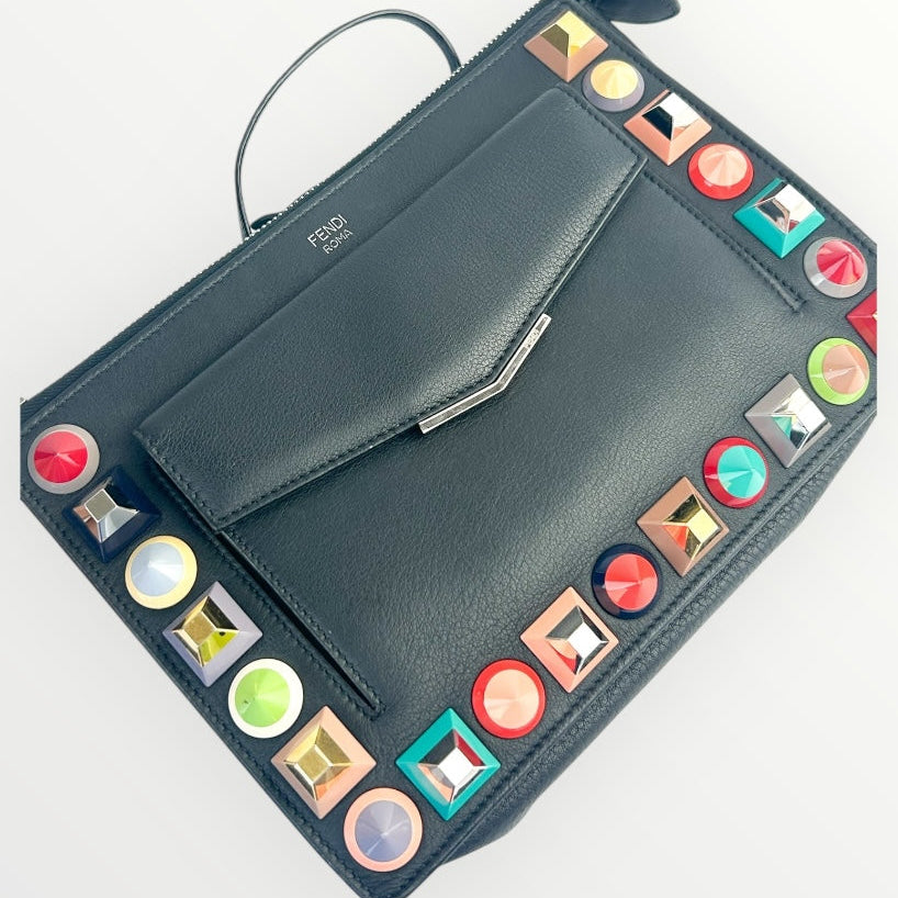 Fendi Rainbow Studded Black Crossbody