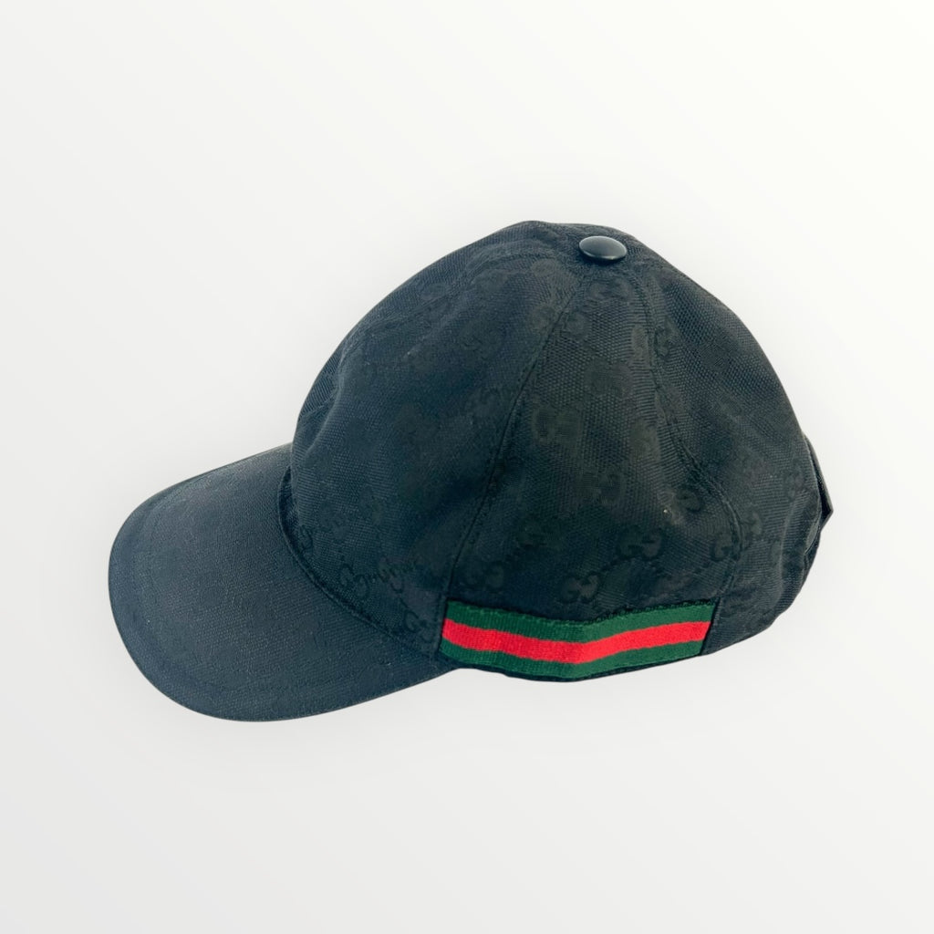 Gucci Black Monogram Hat Size M