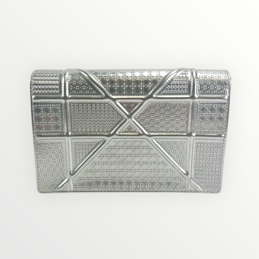 Christian Dior Metallic Silver Diorama Shoulder Bag