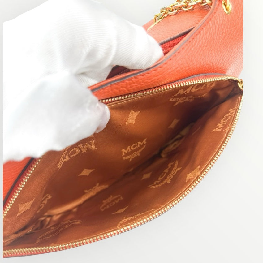 MCM Orange Chain Shoulder Bag