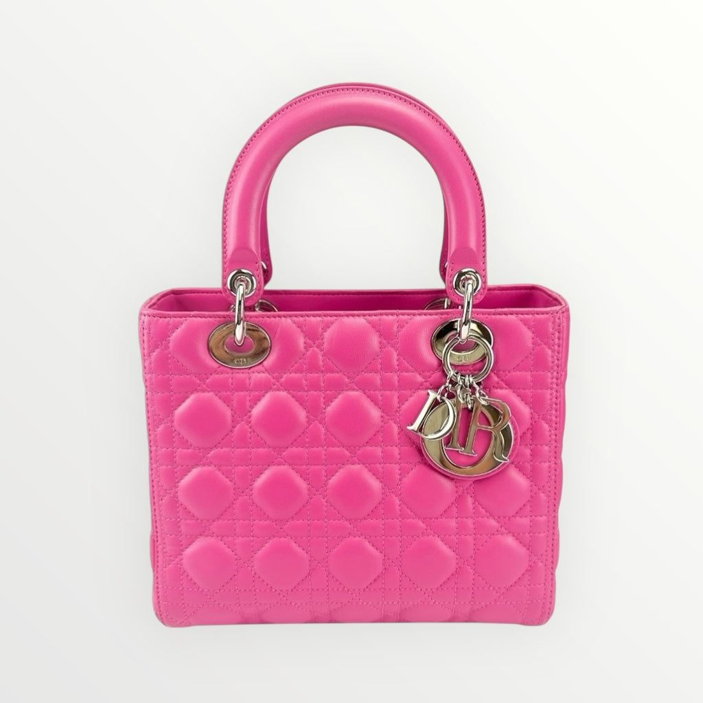 Christian Dior Pink Medium Lady Dior with Strap