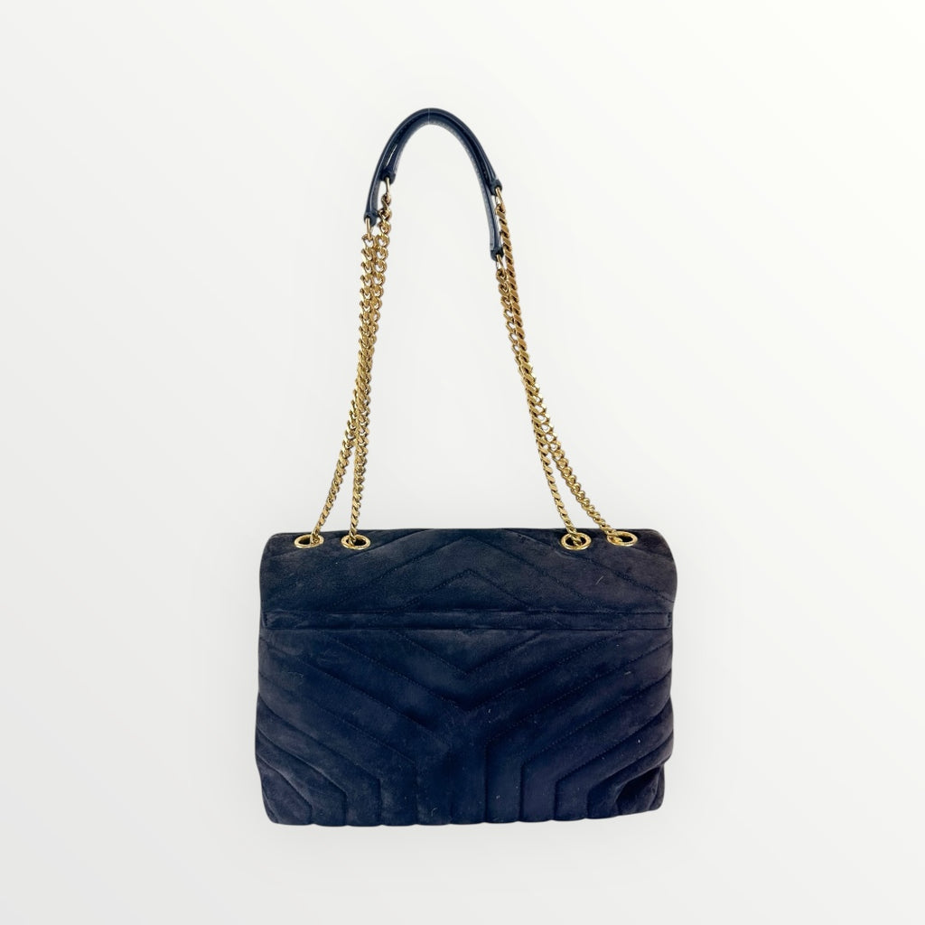 Saint Laurent Deep Purple Suede LouLou Medium Shoulder Bag