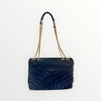 Saint Laurent Deep Purple Suede LouLou Medium Shoulder Bag