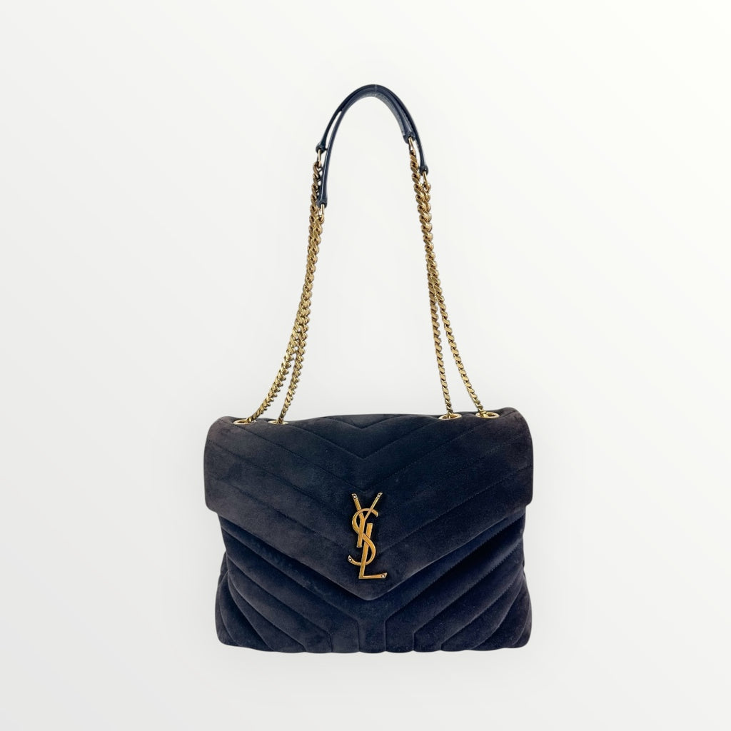 Saint Laurent Deep Purple Suede LouLou Medium Shoulder Bag