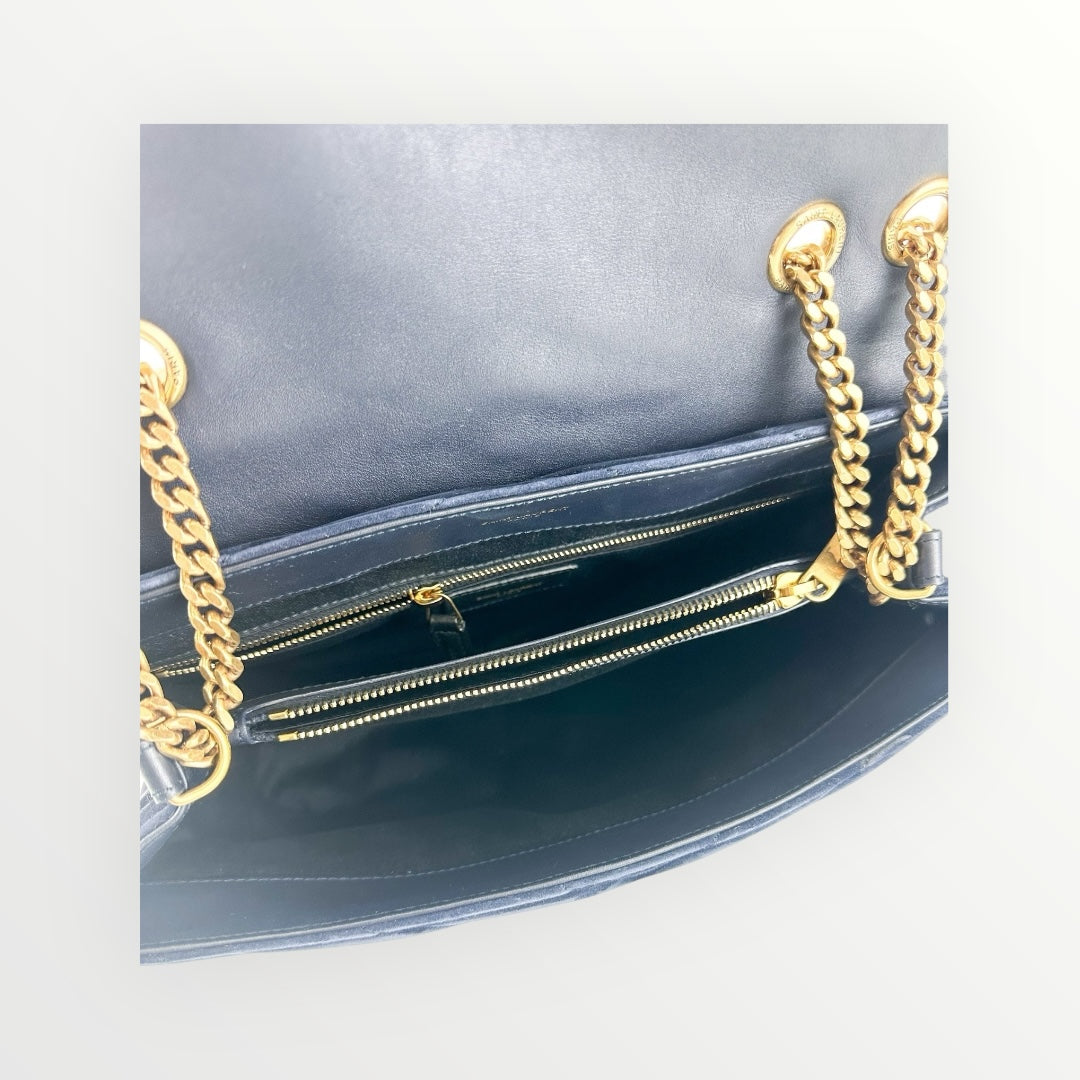 Saint Laurent Deep Purple Suede LouLou Medium Shoulder Bag