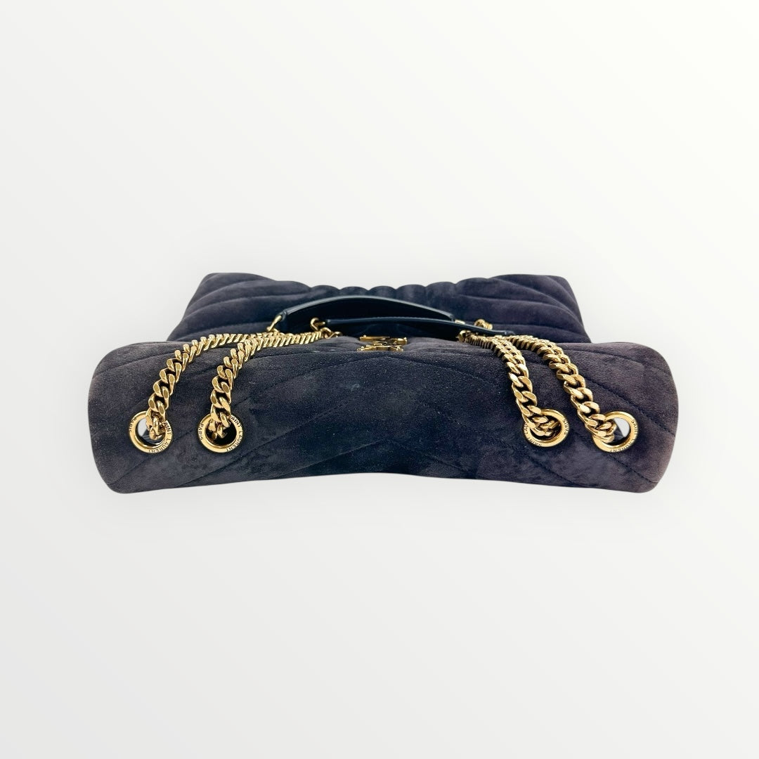 Saint Laurent Deep Purple Suede LouLou Medium Shoulder Bag