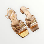 Gucci Metallic Braided Nappa Ketty Horsebid Heeled Sandals