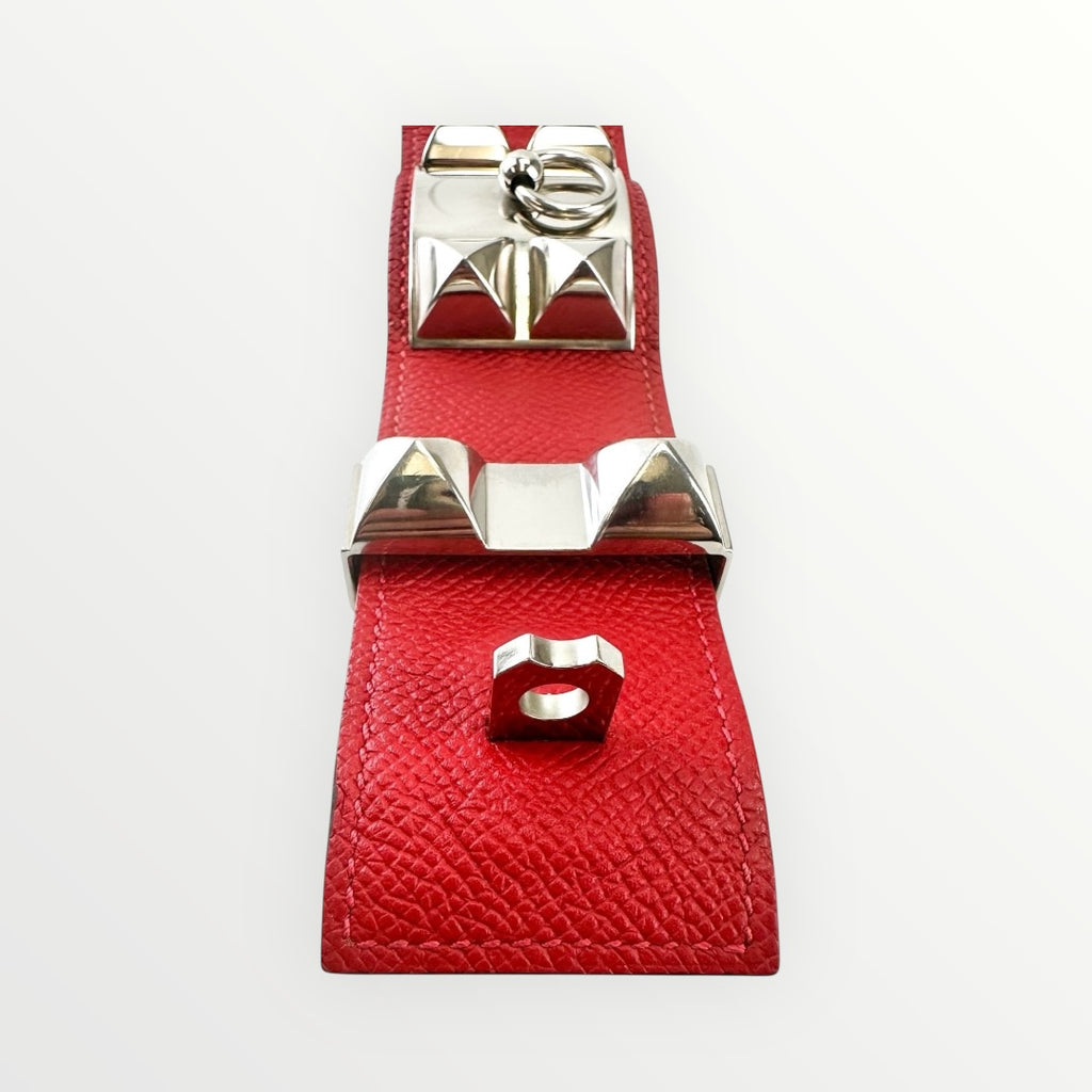 Hermes Red Collier de chien leather bracelet