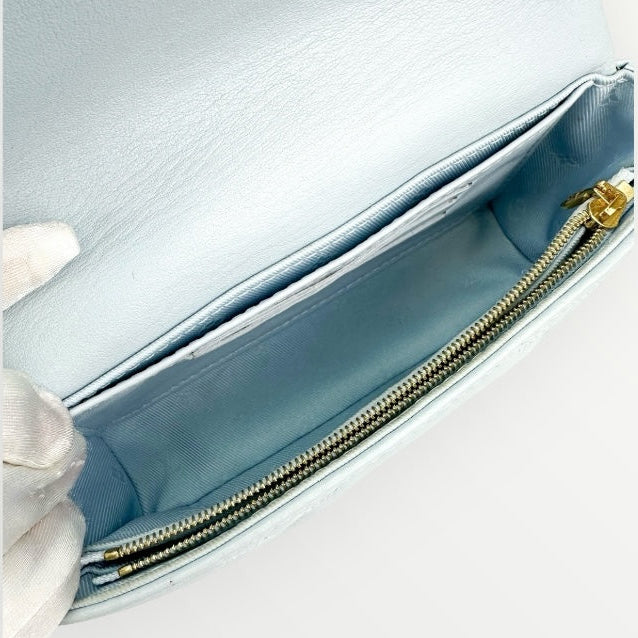 Louis Vuitton Blue Calfskin Bubblegram Wallet on Strap