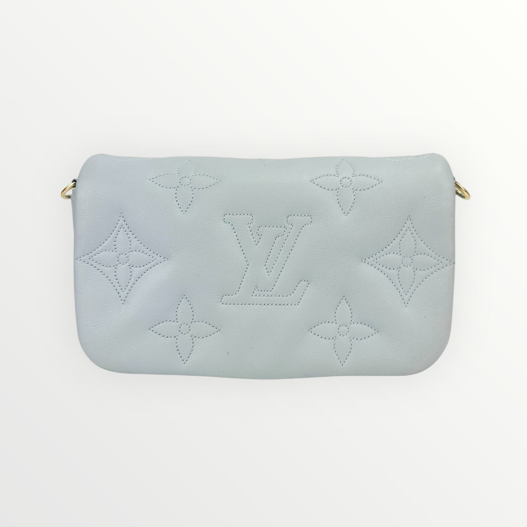Louis Vuitton Blue Calfskin Bubblegram Wallet on Strap