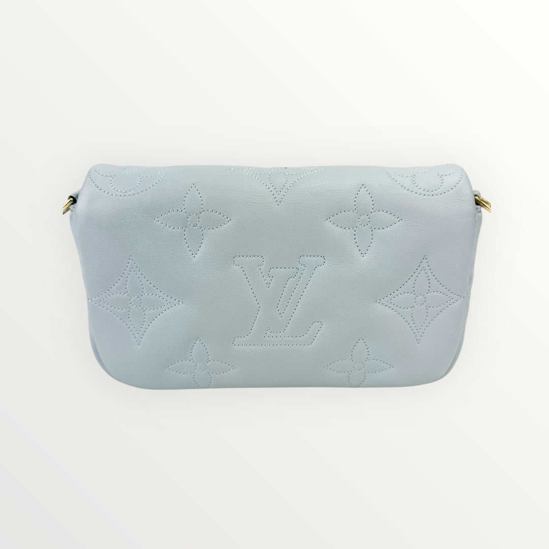 Louis Vuitton Blue Calfskin Bubblegram Wallet on Strap
