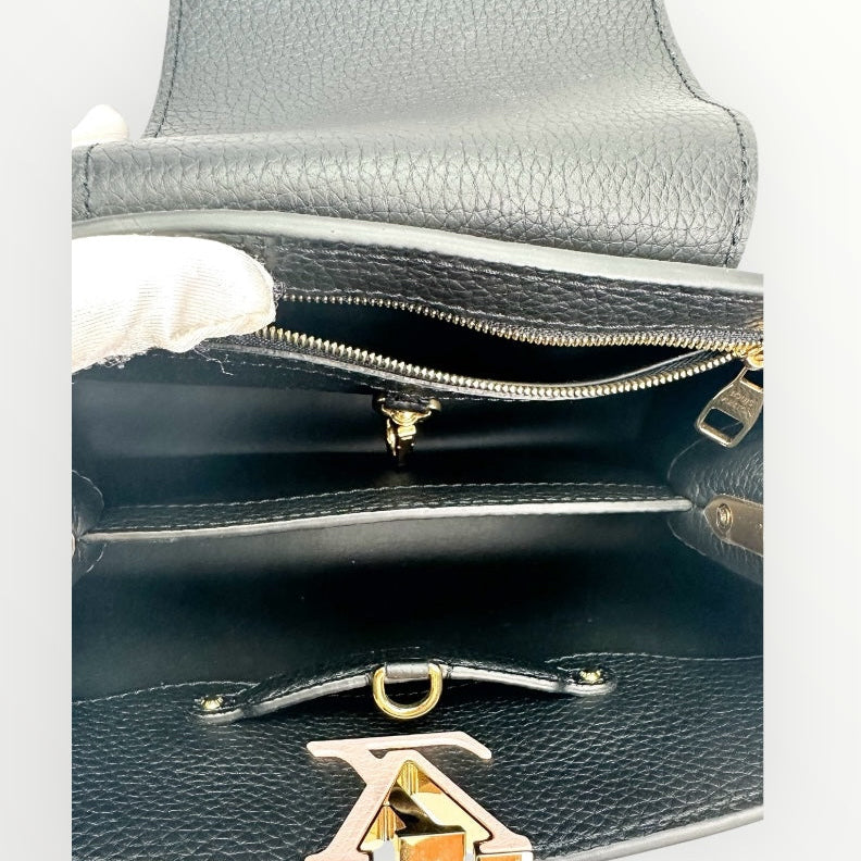 Louis Vuitton Black & White Vichy Print BB Capucines