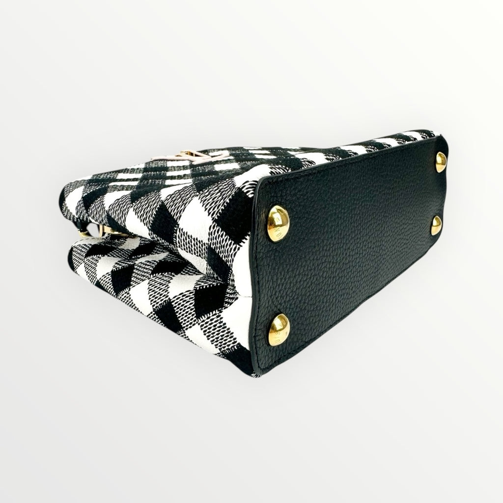 Louis Vuitton Black & White Vichy Print BB Capucines