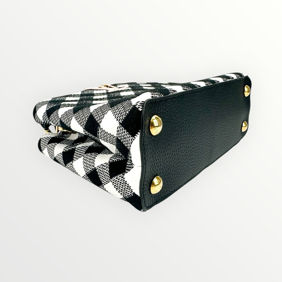 Louis Vuitton Black & White Vichy Print BB Capucines