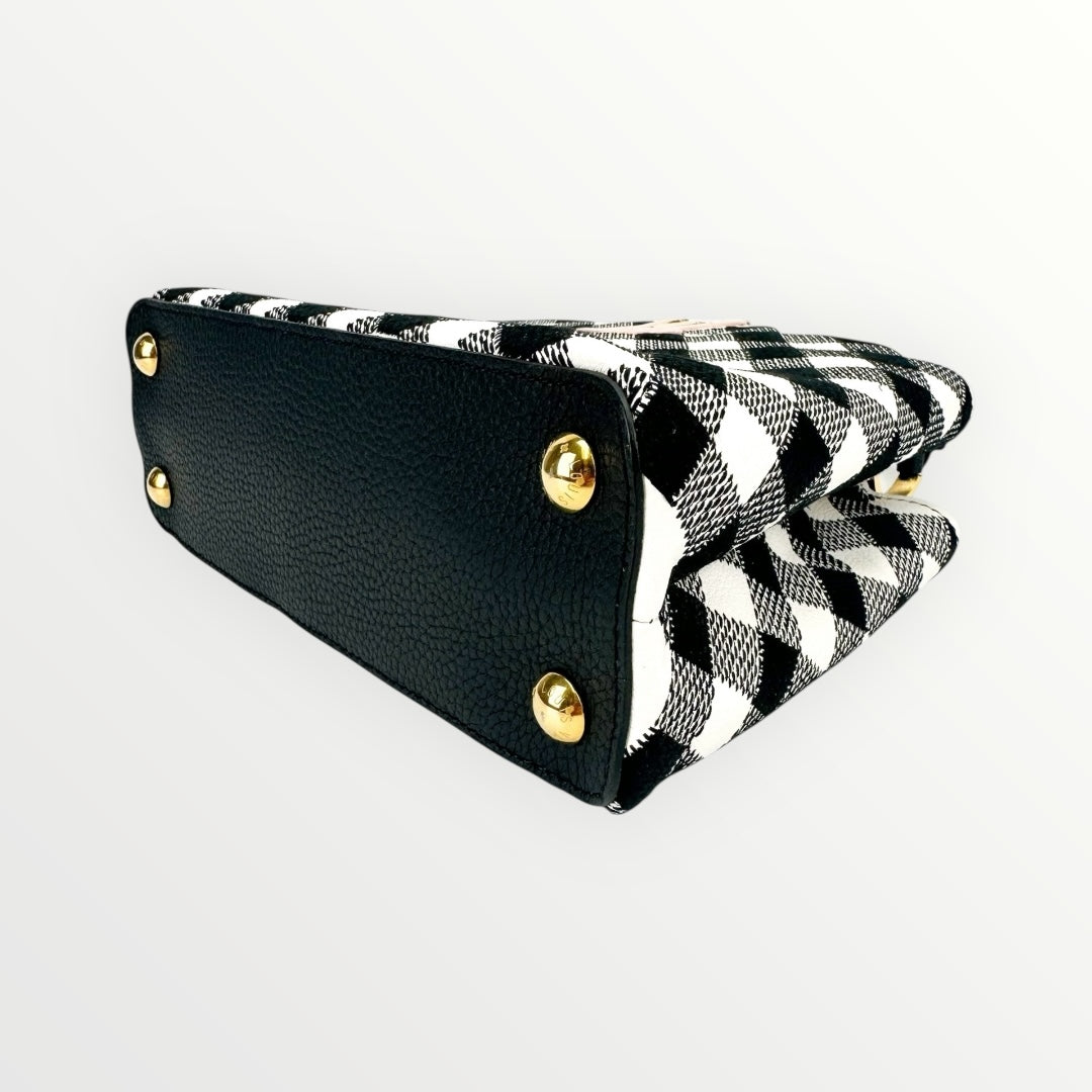 Louis Vuitton Black & White Vichy Print BB Capucines