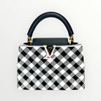 Louis Vuitton Black & White Vichy Print BB Capucines