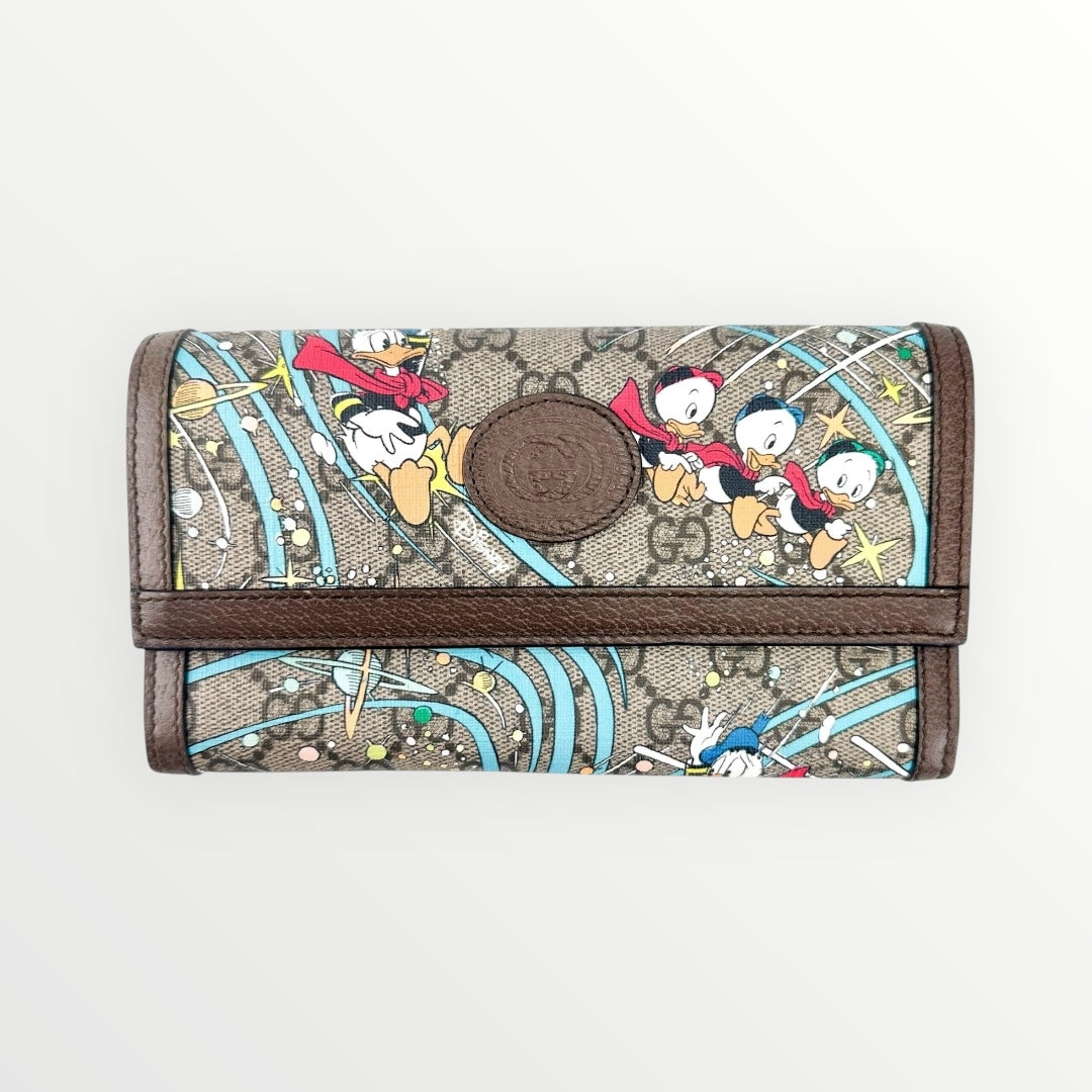 Gucci x Disney Brown Donald Duck Web GG Supreme Wallet Limited Edition