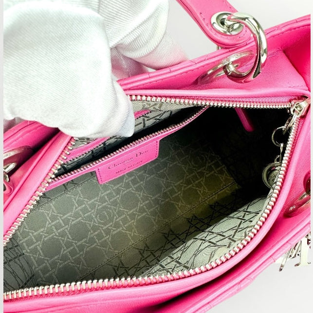 Christian Dior Pink Medium Lady Dior with Strap