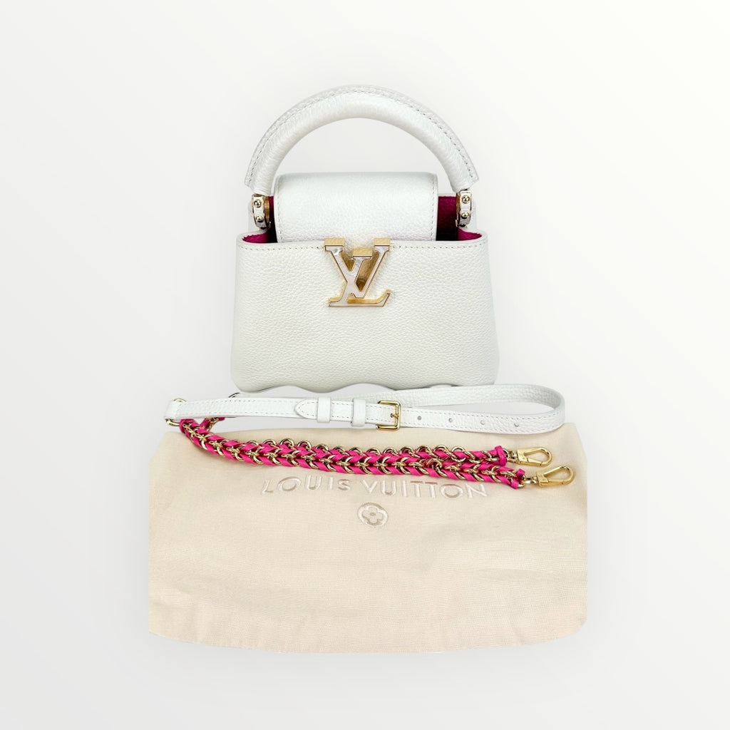 Louis Vuitton White Taurillon Mini Capucines