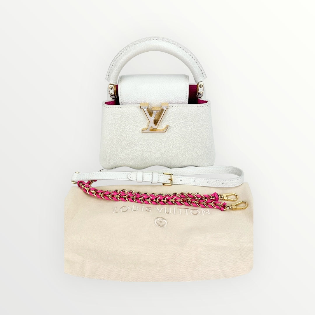 Louis Vuitton White Taurillon Mini Capucines