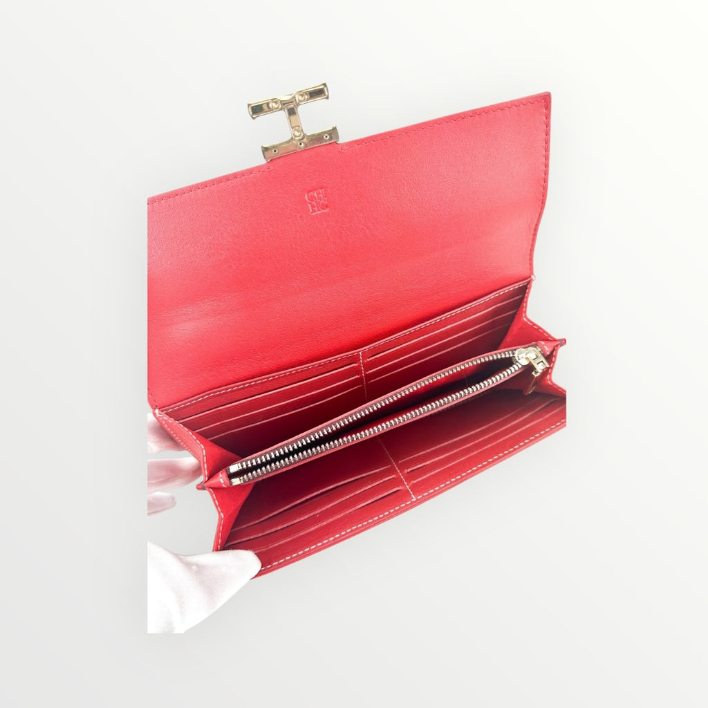 Carolina Herrera Logo Red Full Wallet