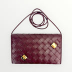 Bottega Veneta Burgundy Nappa Studded Wallet on Strap