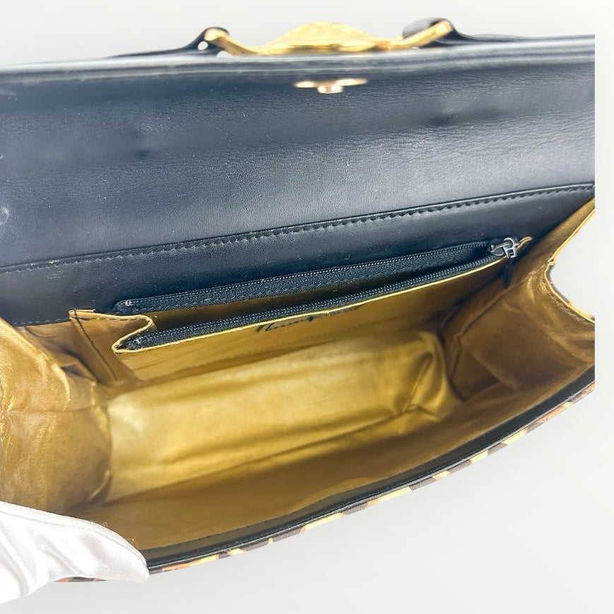 Gianni Versace Black Sunburst Baroque Handbag