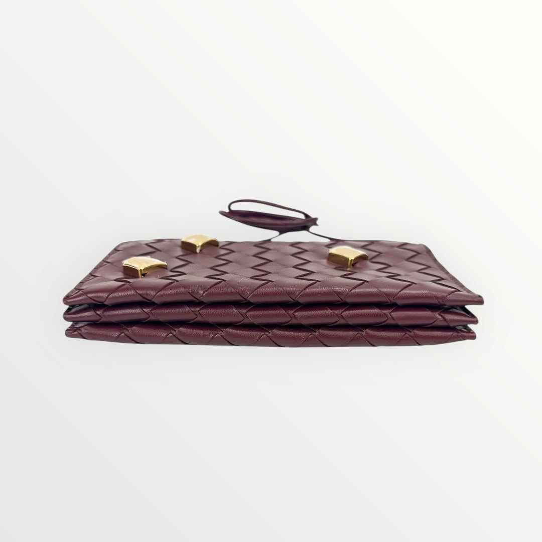 Bottega Veneta Burgundy Nappa Studded Wallet on Strap